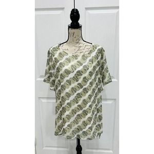 Olive Patterned Short Sleeve Women’s Top